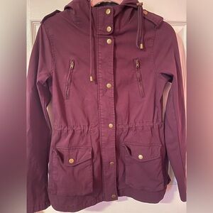 Eden Society Women's Burgundy Hooded Zipped up Jacket Size Small